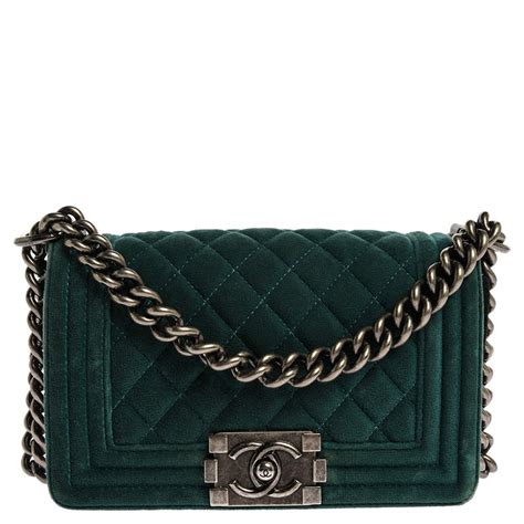 chanel green velvet bag|authentic Chanel messenger bag.